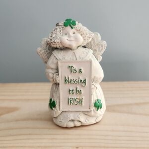 Irish Angel Figurine with Shamrocks and Tis A Blessing To Be Irish Sign